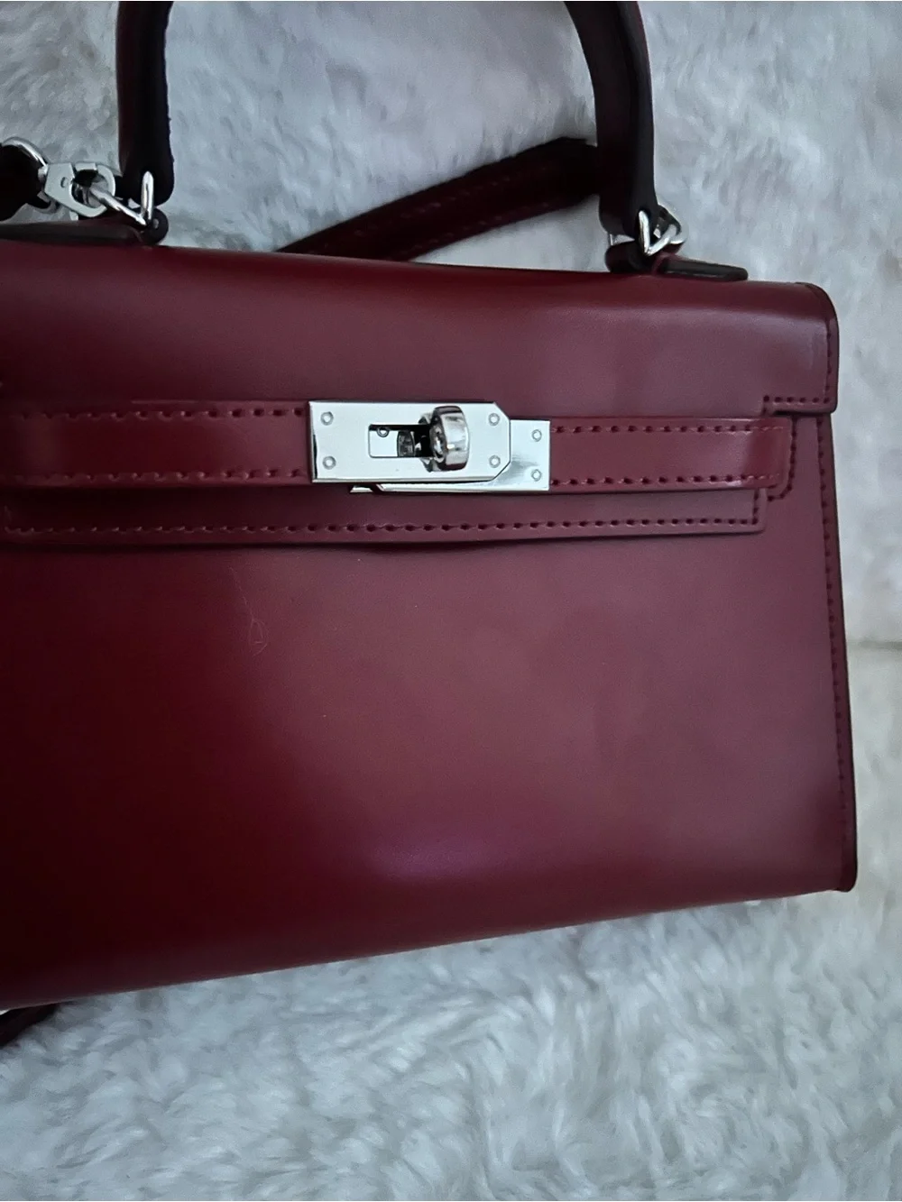 The vault label  Eva 19 Structured Bag in Deep Burgundy